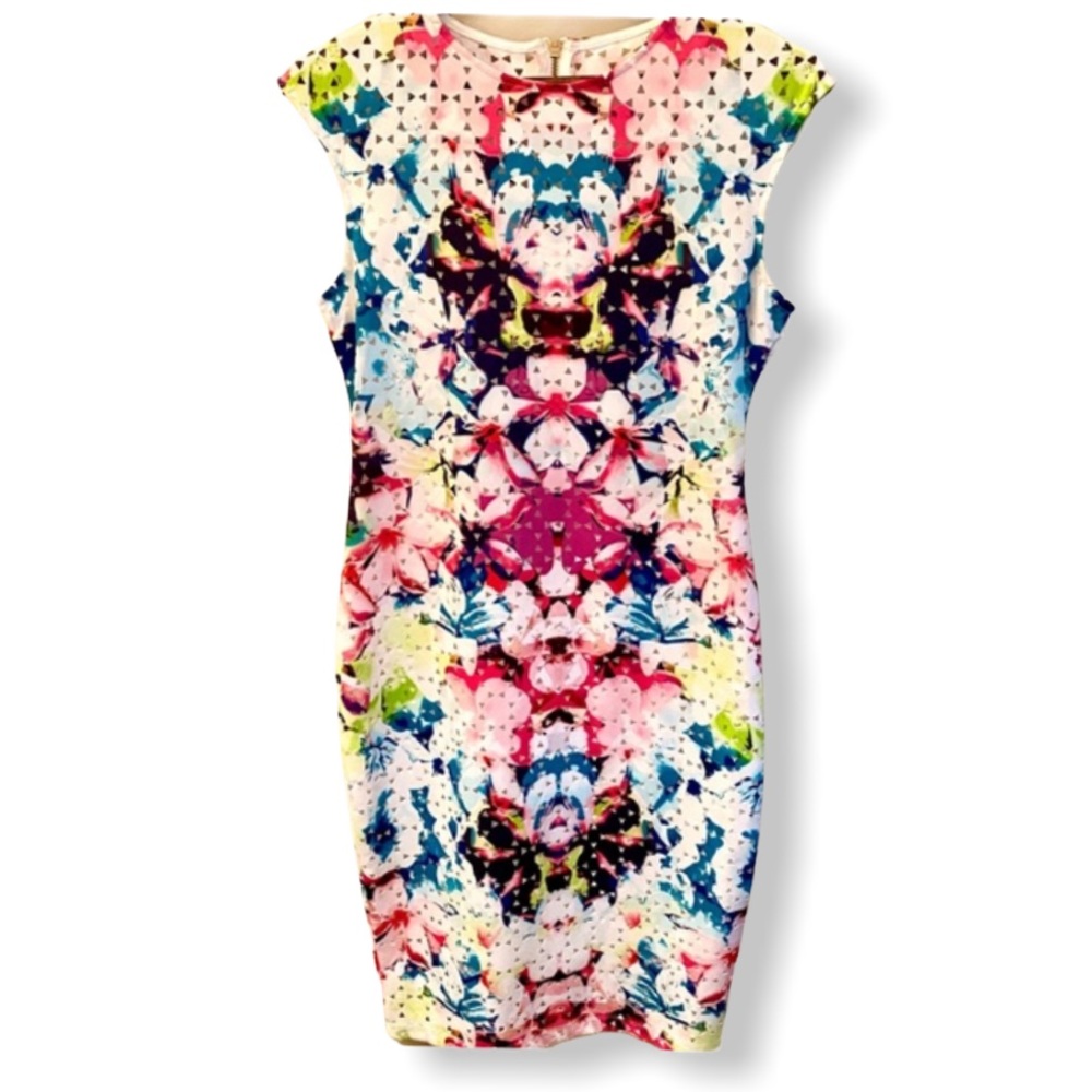 BISOU BISOU Multi-Color Cap-Sleeve Sheath Dress 6